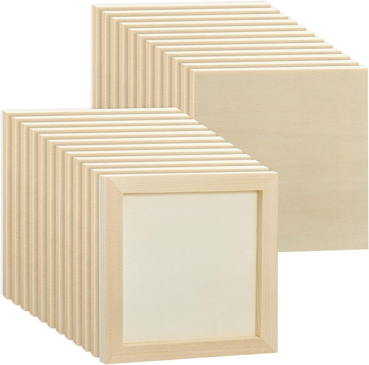 24 Pcs 6 x 6 Inch Pine Wood Panel Boards Unfinished Square Wood Painting